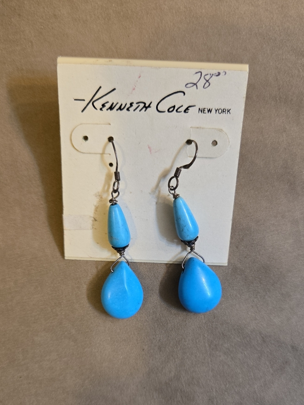 Kenneth Cole New York Turquoise Blue Double-Drop Teardrop Earrings